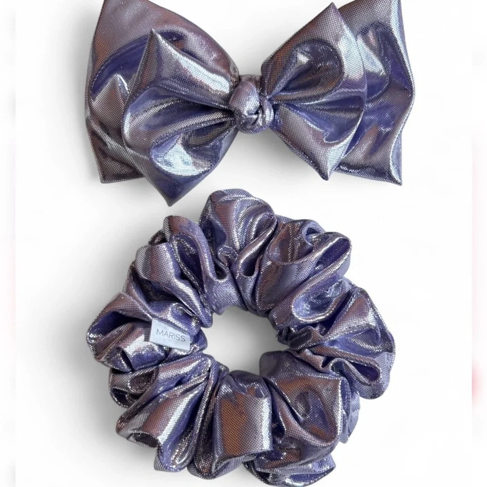 HANDMADE Shimmering Lavender Scrunchie And Bow Set
